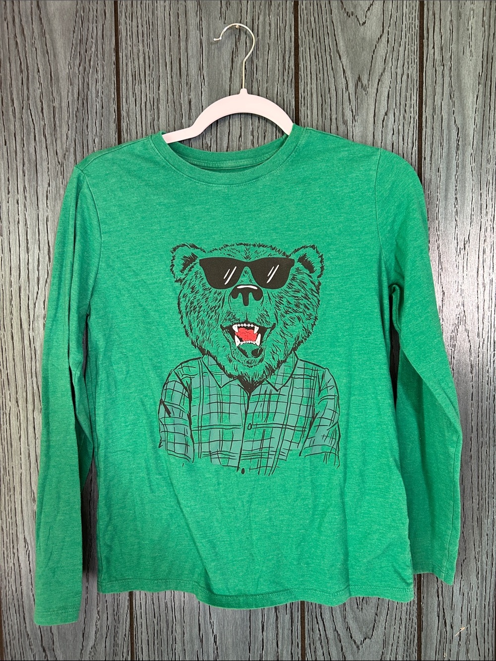 Kids Long-Sleeve Green Bear cat and jack size large